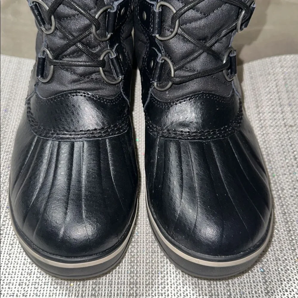 SOREL 8.5 Tolfino II Faux Fur Lined Waterproof Boot Black Gray Tall Lace up